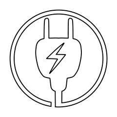 Hand drawn electric plug icon outline vector illustration