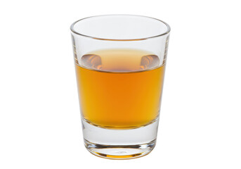 Isolated Shot Glass of Whiskey Amber Liquid