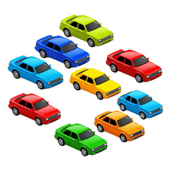 Png set of colorful toy cars