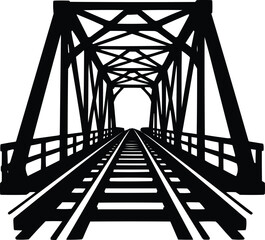 vector illustration silhouette railbridge and black rail track
