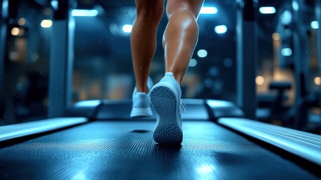 Woman's legs running on a treadmill