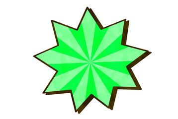 緑色のスターバースト風吹き出しのベクターイラスト　水彩風