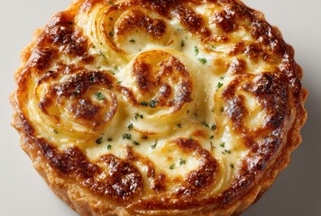 Savory Baked Tart with Golden Brown Crispy Top and Delicate Swirls of Cheese and Herbs for Culinary Inspiration and Delicious Recipes