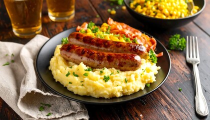 Homestyle Delight &ndash; Sausage, Mashed Potatoes & Crispy Bacon