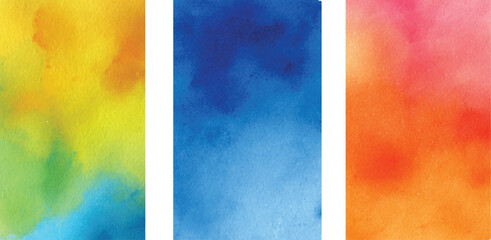 set Vertical Watercolor Texture Panels Yellow Green Blue Orange Red Gradient Backgrounds Abstract Art Design Elements