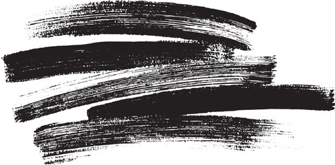 Abstract Black and White Brush Stroke Texture Overlay Graphic Design Element Set of Five Bold Paint Strokes Grunge Style Monochrome Background