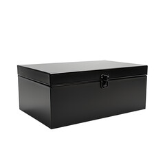 Empty black metal box isolated on a transparent background