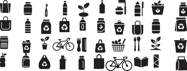 Eco friendly lifestyle objects and symbols sustainability