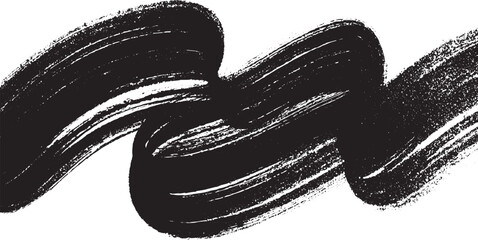Abstract Black Ink Brush Strokes Swirling Dynamic Movement Energetic Texture Graphic Design Element White Background Monochrome Paint Splatters