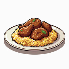Delicious Chicken with Rice Cartoon Illustration: A Culinary Delight for Food Lovers