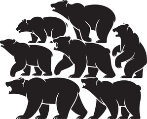 Bear wild animal silhouettes