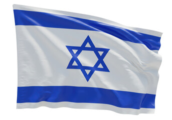 Isolated Waving Flag of Israel with Star of David