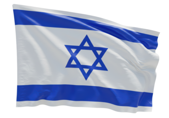 Isolated Waving Flag of Israel with Star of David