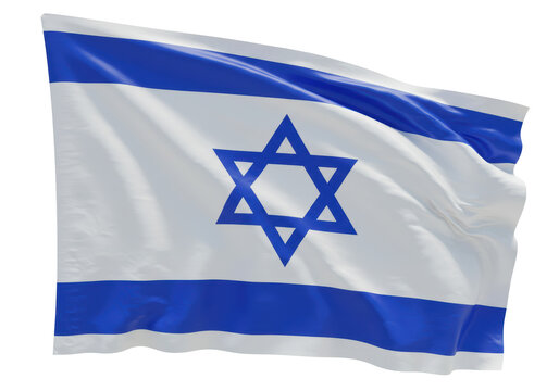 Isolated Waving Flag of Israel with Star of David