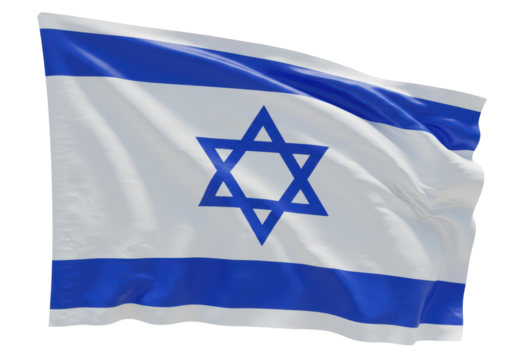 Isolated Waving Flag of Israel with Star of David
