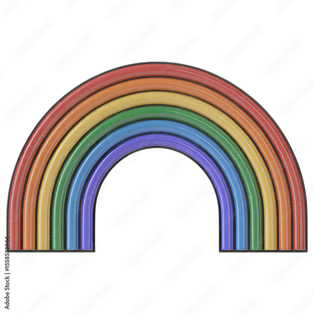 Fototapete vibrant 3d rendered rainbow with distinct colored bands isolated on transparent background