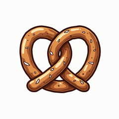 Cartoon Style Illustration of a Delicious Pretzel Snack with Salt Sprinkles on a White Background