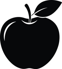 apple silhouette icon, minimalist apple vector, black and white apple