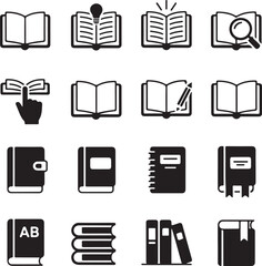 book icon set education study reading learning language skill sign symbol line pictogram vector illustration design flat graphic design