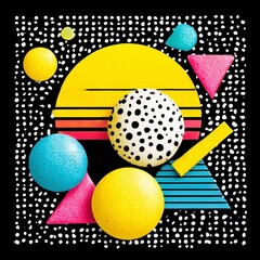 Vibrant Retro Geometric Shapes Graphic Design