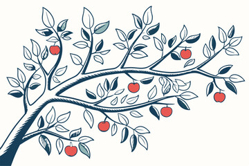 Flat Style Apple Branches Vector Art