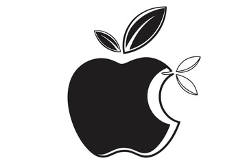 Modern Flat Black Apple Icon
