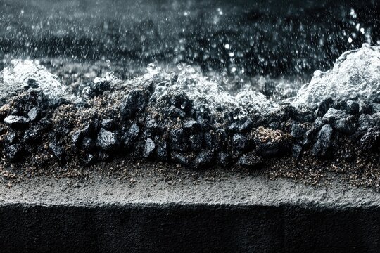 Dark stones by a water's edge