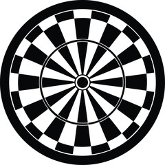 dartboard silhouette icon, darts target vector, black and white dart graphic