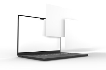 Modern Laptop Screen Website Mockup. Showcase websites, apps, or browser interfaces. Blank frame, isolated on white. Perfect for homepage, presentation, business layout for responsive design preview