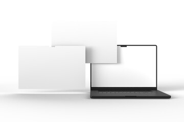 Modern Laptop Screen Website Mockup. Showcase websites, apps, or browser interfaces. Blank frame, isolated on white. Perfect for homepage, presentation, business layout for responsive design preview