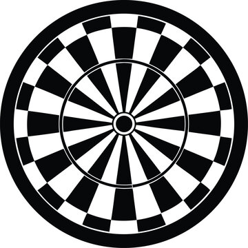 dartboard silhouette icon, darts target vector, black and white dart graphic