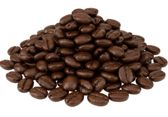 Isolated Pile of Roasted Coffee Beans, Rich Aroma and Texture