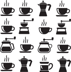 Coffee cup icon collection - vector silhouette and illustration