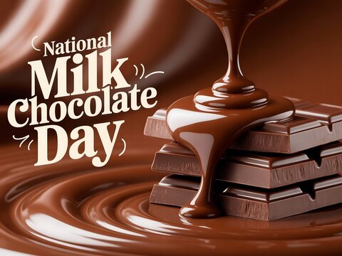 A luscious milk chocolate day celebration with flowing chocolate on stacked bars art