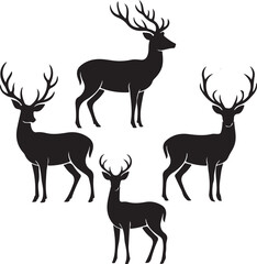 Naklejka premium Deer collection - vector silhouette