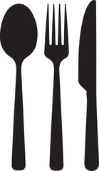 Dining silverware flat icon with spoon, knife and fork