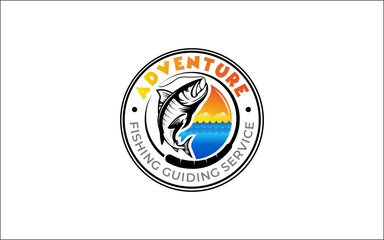 Illustration vector graphic of a fishing logo design template