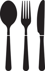 Dining silverware flat icon with spoon, knife and fork