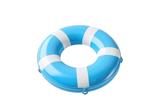 round blue swim help ring isolated on white or transparent png - Powered by Adobe