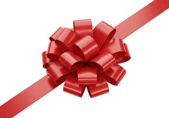 Isolated Red Ribbon Bow Festive Decoration Celebration
