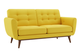 Isolated Two Seater Sofa in Vibrant Yellow Fabric