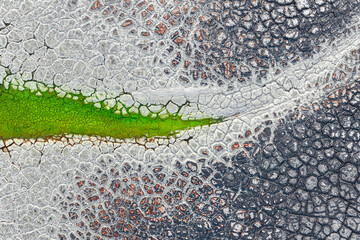 Painted mud art with colorful aerial view texture