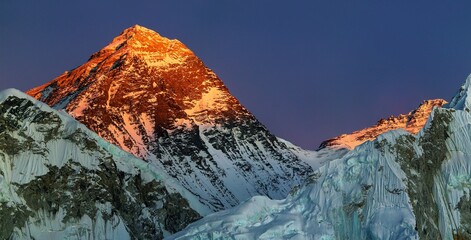 mount Everest and Lhotse peak, Nepal Himalayas mountains