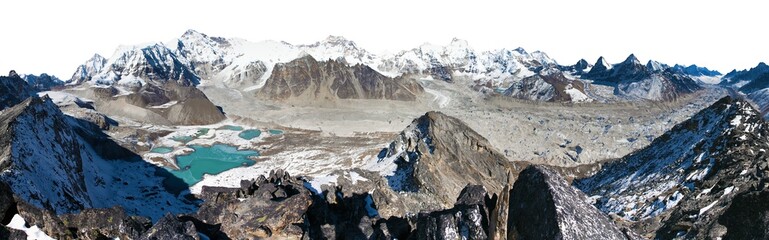Mount Cho Oyu and Everest peak isolated on white