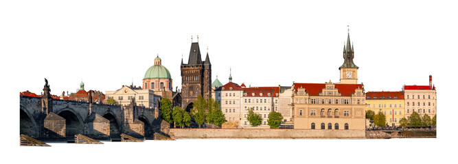 Skyline of Prague, Czech Republic isolated on transparent white png