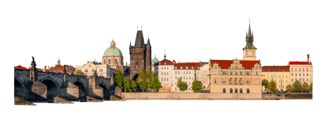 Skyline of Prague, Czech Republic isolated on transparent white png
