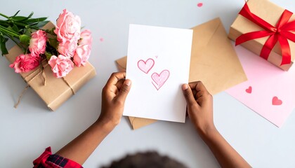 Obraz premium Hands holding a Valentine's card