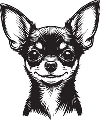 Chihuahua Portrait: A detailed, hand-drawn illustration of a chihuahua captures the breed's distinctive features and gentle demeanor. The artwork presents a heartwarming study of the tiny canine.