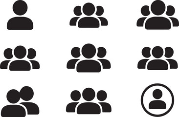 People group icon set team worker user. Employee people group icon team staff. User profile symbol. Group of people or group of users. Persons symbol. Vector.