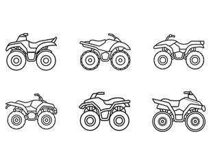 quad bike icon line art vector illustration, set of motorcycle